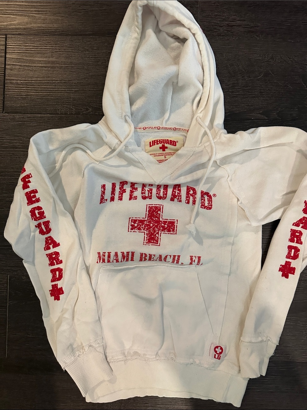 Lifeguard Miami Beach White Hooded Sweater